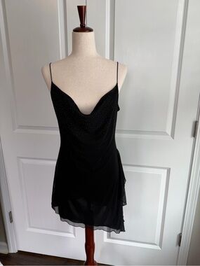Vintage Guess Collection Women’s Assymetrical Black Sequin Dress Size Medium Y2K